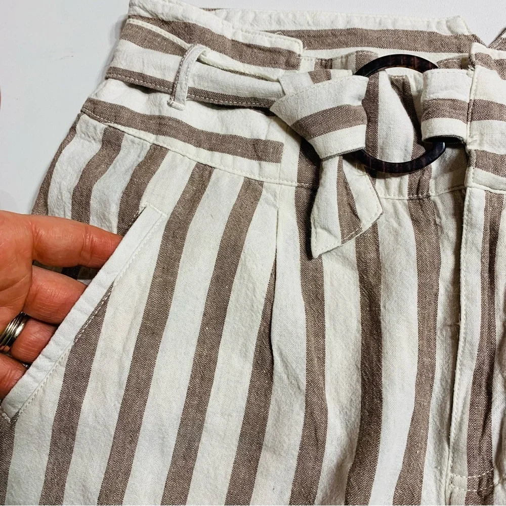 Antropology linen blend high waist striped pants - Picture 4 of 12